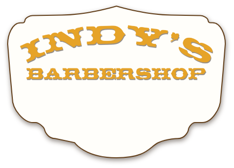 Indy's Barbershop logo in old-fashioned sign painter's style